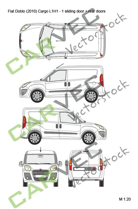 Fiat Doblo (2010) L1H1 Cargo-1sliding door+ rear doors