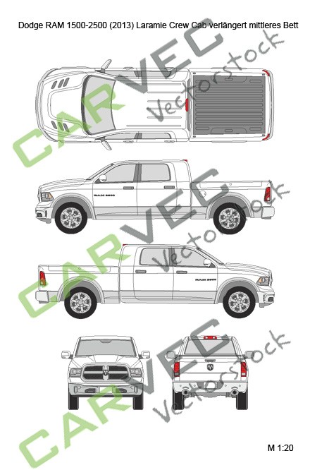 Dodge RAM 1500-2500 (2013) Laramie Crew Cab verlaengert mittleres Bett