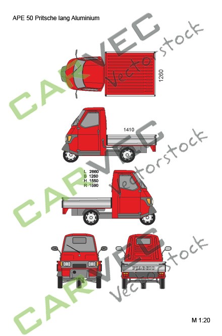 Piaggio Ape 50 Pritsche lang Aluminium