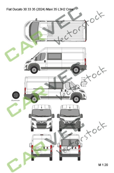 Fiat Ducato 30 33 35 (2024) L3H2 Maxi 35 teilverglast