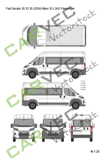 Fiat Ducato 30 33 35 (2024) L3H2 Maxi 35 verglast