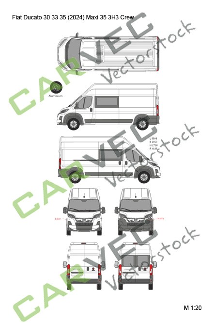 Fiat Ducato 30 33 35 (2024) L3H3 Maxi 35 teilverglast