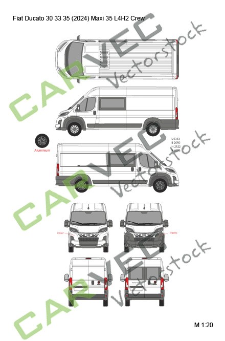 Fiat Ducato 30 33 35 (2024) L4H2 Maxi 35 teilverglast