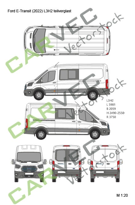 Ford E-Transit L3H2 teilverglast (2022)