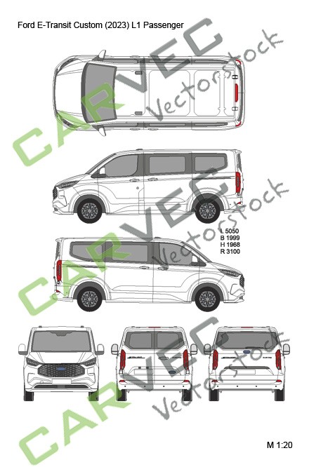 Ford E-Transit Custom (2023) L1H1 verglast