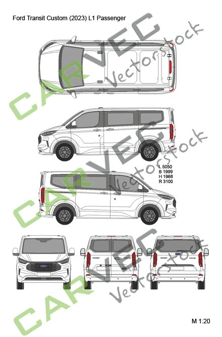Ford Transit Custom (2023) L1H1 verglast