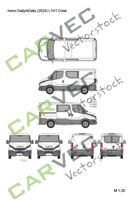 Iveco Daily (eDaily) L1H1 (Radstand 3000) teilverglast (2024)