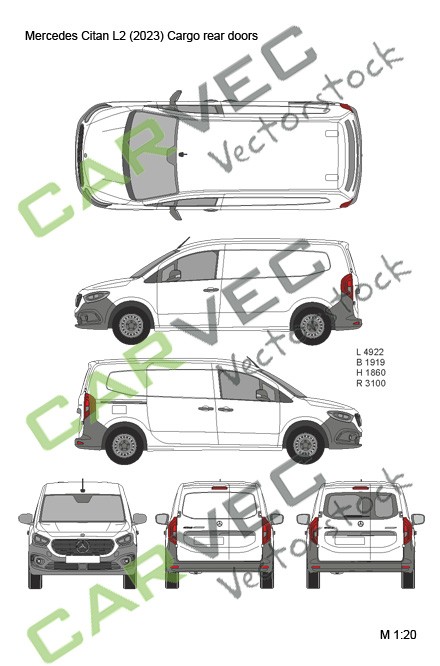 Mercedes Citan (2023) L2 Cargo Rear doors