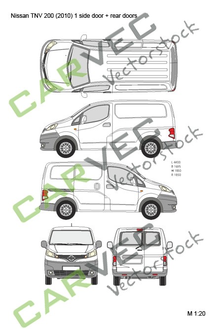 Nissan NV200 L1 Cargo (2010) 1 side door, rear doors
