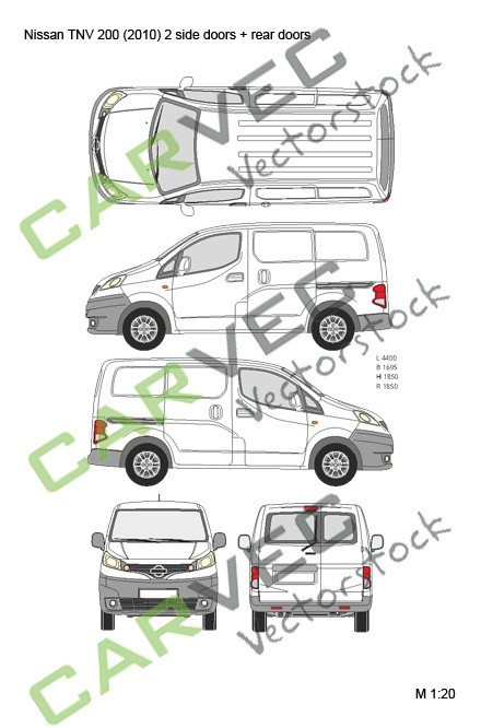 Nissan NV200 L1 Cargo (2010) 2 side doors, rear doors