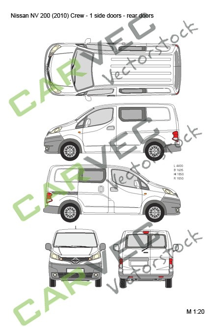 Nissan NV200 L1 Crew (2010) 1 side door, rear doors