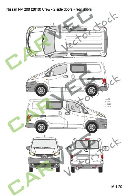 Nissan NV200 L1 Crew (2010) 2 side doors, rear doors