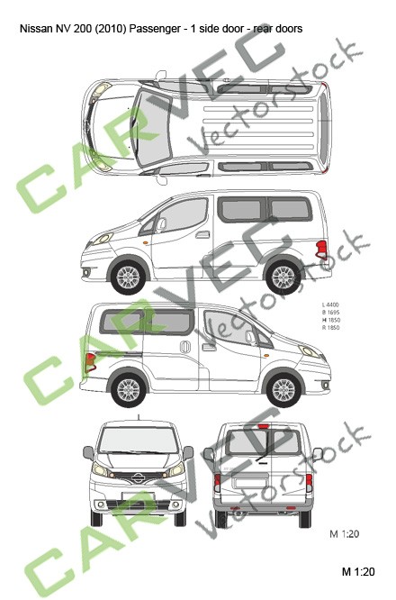Nissan NV200 L1 Passenger (2010) 1 side door, rear doors