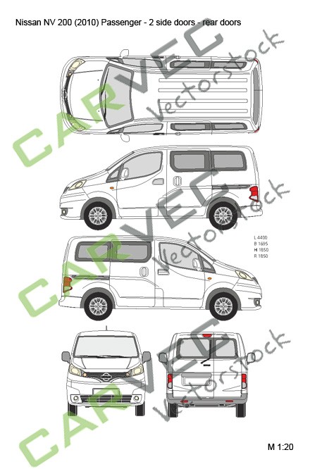 Nissan NV200 L1 Passenger (2010) 2 side doors, rear doors