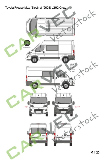 Toyota Proace Max Electric L2H2 (2024) teilverglast