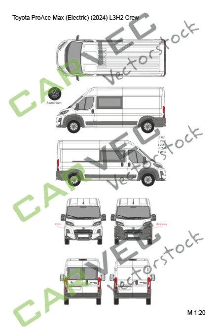 Toyota Proace Max Electric L3H2 (2024) teilverglast