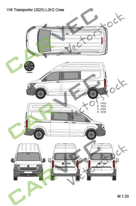 VW Transporter (2025) L2H2 teilverglast