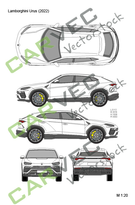 vector drawing Lamborghini Urus (2022)